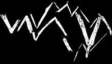 Relevé sur fond noir de traces blanches en forme de zigzag formant des "V" et "V renversés", "M", "W", doublés ou non.