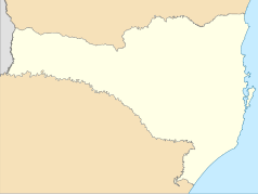 Mapa konturowa Santa Catarina, blisko centrum na prawo znajduje się punkt z opisem „Lages”