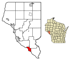 Location of Fountain City in Buffalo County, Wisconsin.