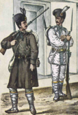 Dorobanț winter and summer uniforms in 1873