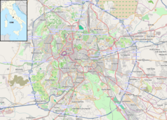 Mapa konturowa Rzymu, w centrum znajduje się punkt z opisem „Łuk Augusta”