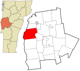 Location in Addison County and the state of Vermont.