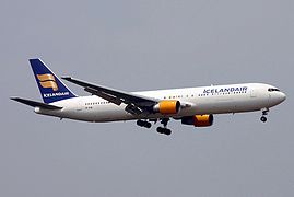 A Boeing 767-300ER of Icelandair at Frankfurt Airport.