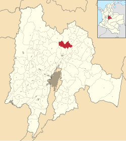 Location of the municipality and town inside Cundinamarca Department of Colombia