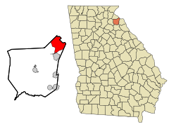 Location in Franklin County and the state of Georgia