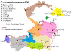 Австрії: історичні кордони на карті
