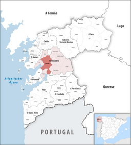 Kommunens läge i provinsen Pontevedra