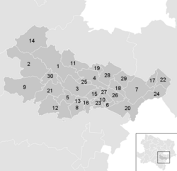 Poloha obce Baden (okres v Dolnom Rakúsku) v okrese Baden (klikacia mapa)