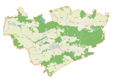 Mapa konturowa gminy Orneta, po lewej znajduje się punkt z opisem „Bażyny”
