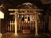 Torii dedicated to the mine gods (山神社) inside the galleries.