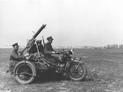 Ckm wz. 30 mounted on a Sokół 1000 with handle and sights adapted for anti-aircraft fire
