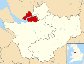 Pozicija Haltona na karti Grofovije Cheshire