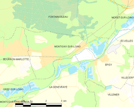 Mapa obce Montigny-sur-Loing