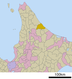 Location of Ōmu in Hokkaido (Okhotsk Subprefecture)