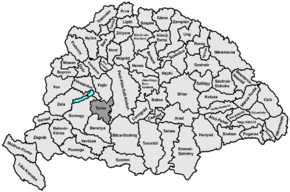 Hartă de poziționare pentru Comitatul Tolna