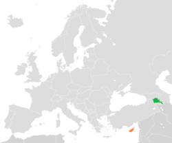 Map indicating locations of Armenia and Cyprus