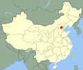 Beijing markert på kart over Kina