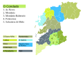 Concellos e localización na provincia de Pontevedra.