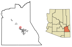 Location of Bryce in Graham County, Arizona.