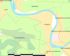 Mapa obce Thomery