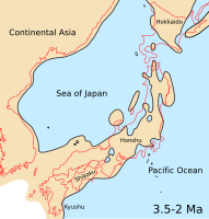 Japonsko otočje, Japonsko morje in okolica v srednjem in poznem miocenu (3,5-2 Ma)