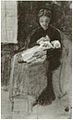 Sien amamanta al bebé, acuarela, 1882, colección privada (F1068)