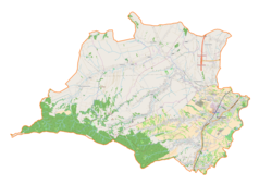 Mapa konturowa gminy Boguchwała, blisko centrum u góry znajduje się punkt z opisem „Zgłobień”