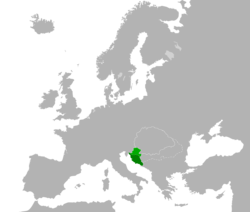 1260 yılında Hırvatistan Krallığı ve Dalmaçya (koyu yeşil)