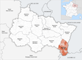 Lage des Départements Haut-Rhin in der Region Grand Est