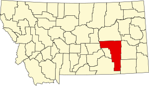 Map of Montana highlighting Rosebud County