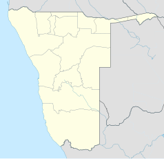 Mapa konturowa Namibii, w centrum znajduje się punkt z opisem „Omitara”