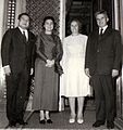Image 72Norodom Sihanouk and his wife with Nicolae Ceauşescu and his wife Elena Ceauşescu, 1974 (from History of Cambodia)