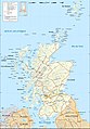 Scotland, exchanges roads + topo-shade + up on Location map background.