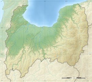 立山火山の位置（富山県内）