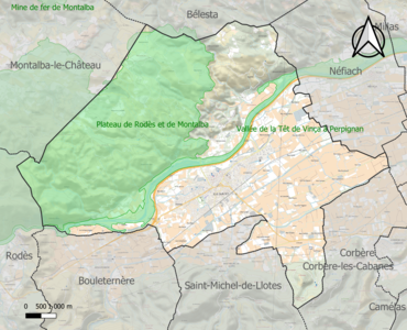 Carte des ZNIEFF de type 1 sur la commune.