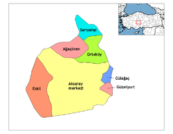 Location of Gülağaç within Turkey.