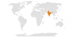 Map indicating locations of Albania and India