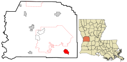 Location in Vernon Parish and the state of Louisiana.