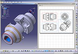 Bildschirmfoto aus CATIA V5: Maschinenteil