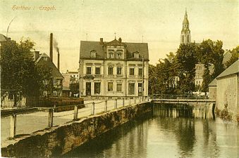 Die Lutherkirche im Ortsbild auf einer historischen Ansicht