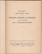 Einband des IB 456 Otto Nebelthau: Mein Gemüsegarten als Hülle für eine Tarnschrift der FDJ (West) von 1953 und S. 9 mit dem Titelblatt für den tatsächlichen Inhalt