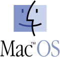 Logo und „Mac OS“-Schriftzug ab Mac OS 7.5.1/7.6; unter Mac OS X wurde das Logo (ohne Schriftzug) für den Finder verwendet