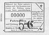 Streckenfahrschein über 20 Pfennig