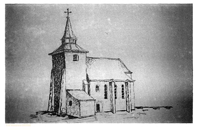 Haarens alte Kirche, skizziert von Heinrich van Kann