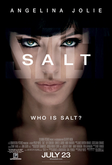 A woman's face in a shadowy environment: The word SALT is in the center, with below it the question "Who is Salt?"