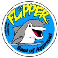 "Flipper Seal of Approval" dolphin safe label.