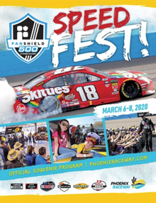 The 2020 FanShield 500 program cover, featuring Kyle Busch. "Speed Fest!"