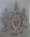 The Coat of Arms of Maharaja Gopal Lal Roy as depicted on a ground floor French Door window panel