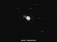 Meteosat 8/EUMETSAT visual image of first light flare from 2008 TC3 with lat/long reference