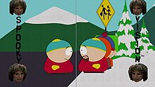 A frame from the South Park episode "Spookyfish" showing 'Spooky Vision' being used